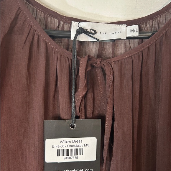 NWT Brown Sheer Maxi Dress with Flowy Sleeves size M/L - Picture 6 of 16